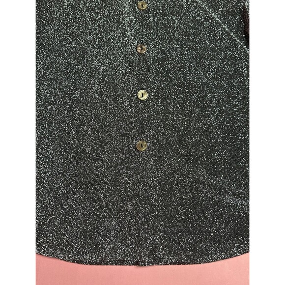 1990s-Y2K EYE CANDY Silver LUREX Glitter. Sparkle. Button Up Blouse. S-M. AS IS - Picture 4 of 8